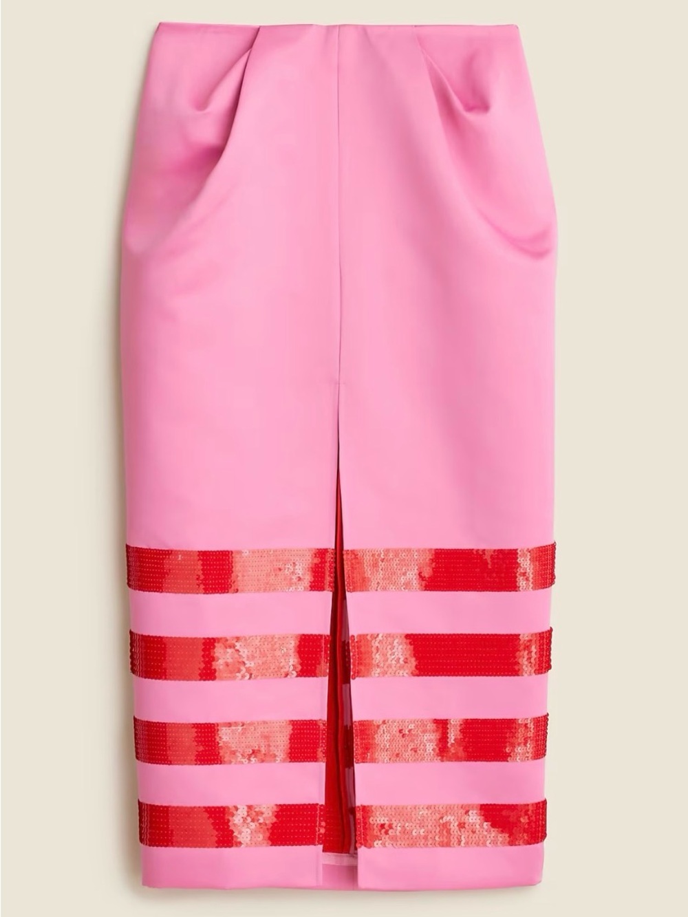Christopher John Rogers x J. Crew Pink Pencil Skirt with Red Sequin Stripes